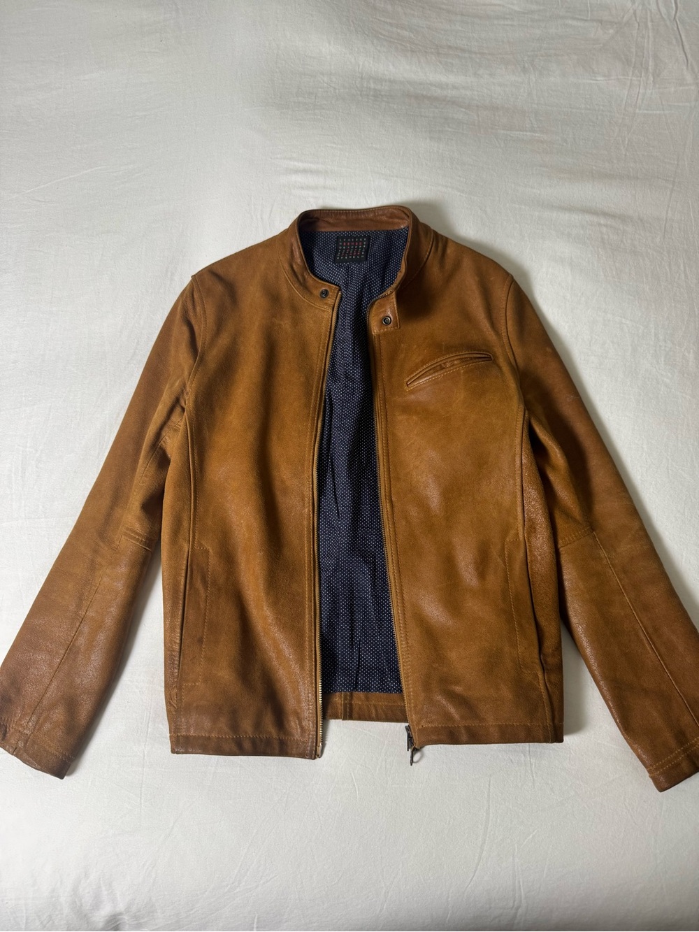 Sense of place leather cafe racer style jacket size 38 small men’s